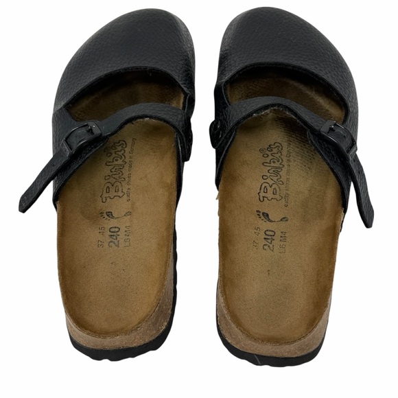 Birkenstock Birki's Maria Mary Jane Clogs Pebbled Leather Black Size 37 /6-6.5 - Picture 2 of 7